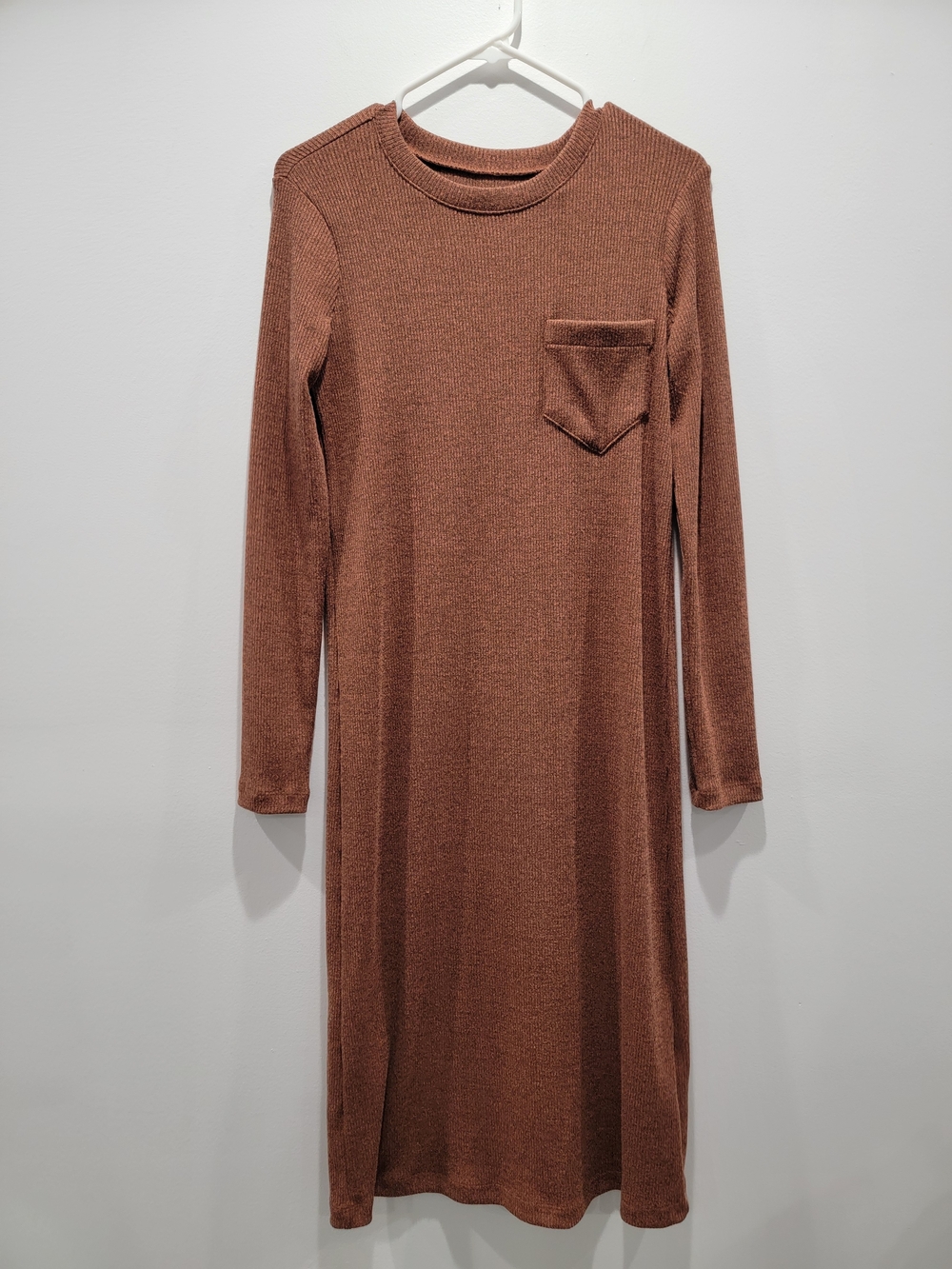 Madewell Long Sleeve Knit Dress in Rust Brown Sz XS